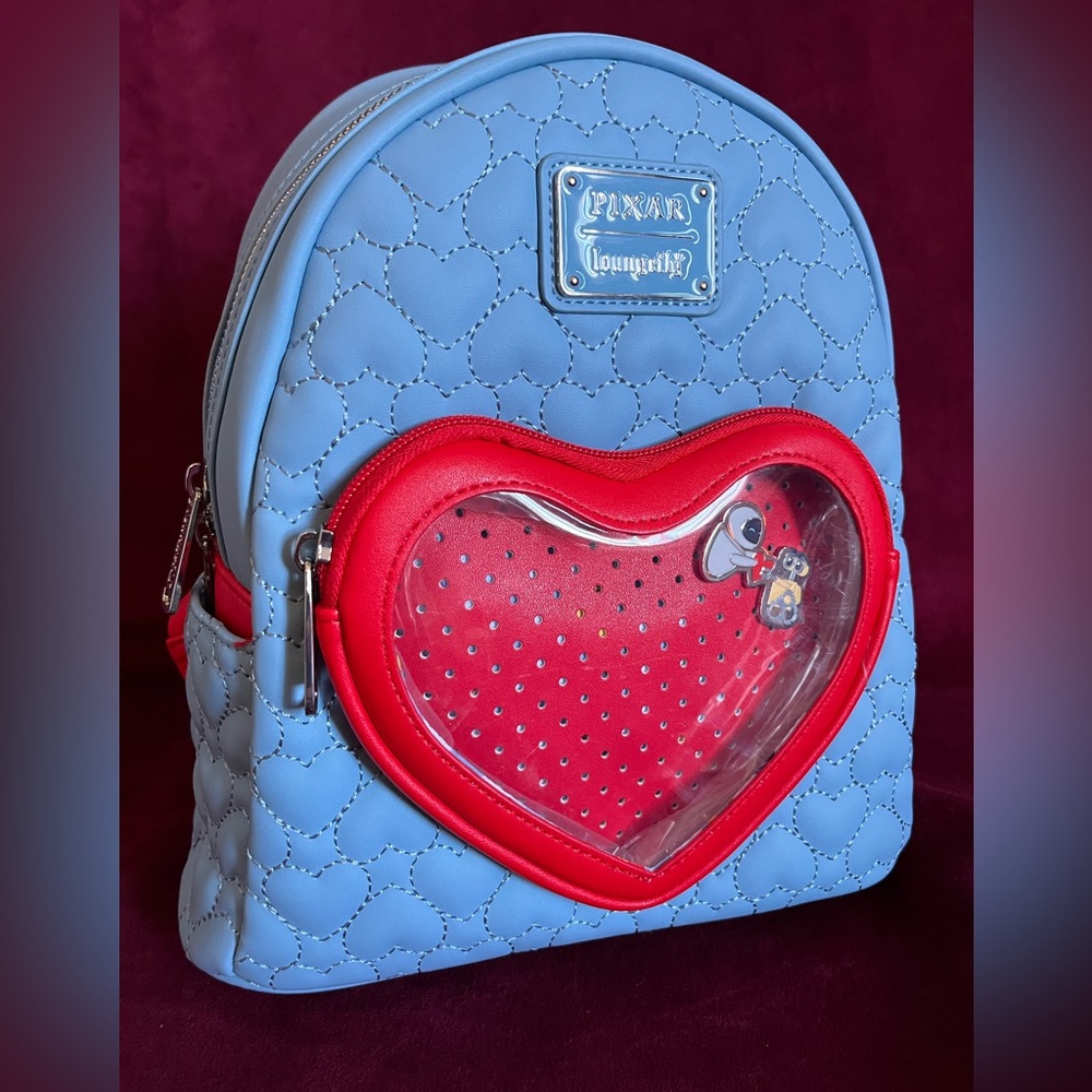 NWT Pixar Wall-E & EVE heart shaped pin display backpack. Loungefly ita bag - Picture 1 of 12